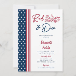 Red White & due Stars 4:e juli Baby Shower Inbjudningar