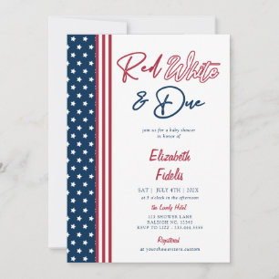 Red White & due Stars 4:e juli Baby Shower Inbjudningar