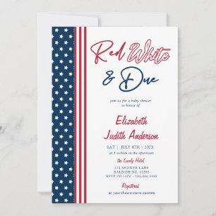 Red White & due Stars 4:e juli Baby Shower Inbjudningar