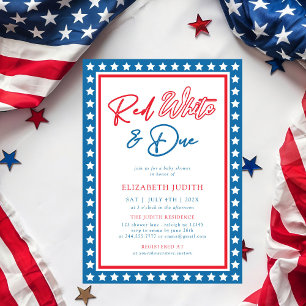 Red White & due Stars 4:e juli Baby Shower Inbjudningar