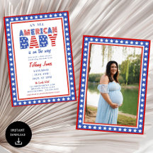 Red White & due Stars 4:e juli Baby Shower