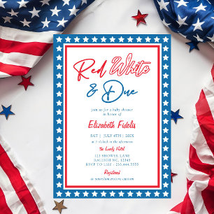 Red White & due Stars 4:e juli Baby Shower Inbjudningar