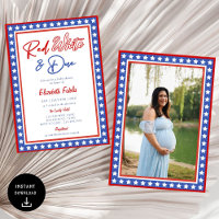Red White & due Stars 4:e juli Baby Shower