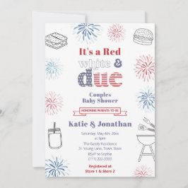 Red White due Summer Baby Shower Party Inbjudningar