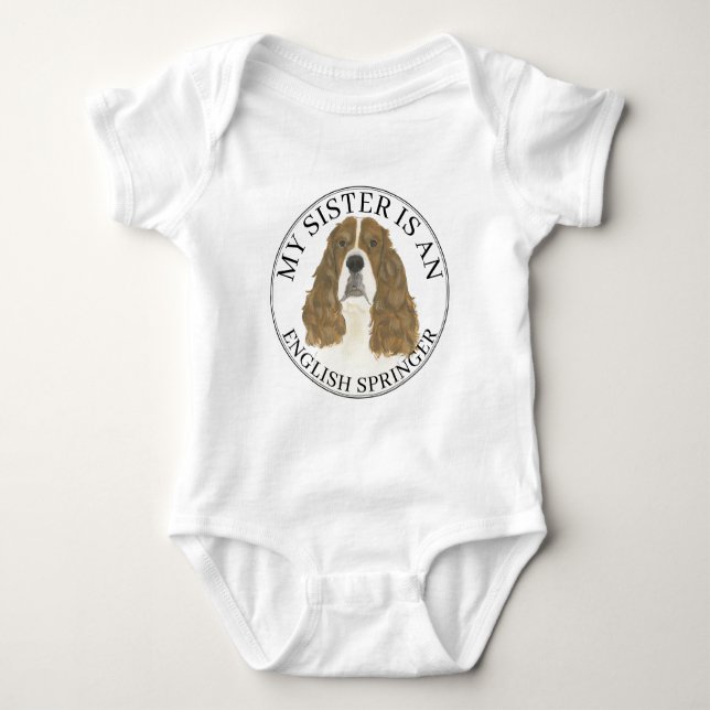 Red & White English Springer Spaniel Big Sister T Shirt (Framsida)