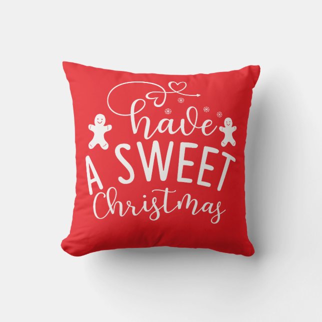 Red & White Festive Cute-julen Dekorativ kudde (Framsida)