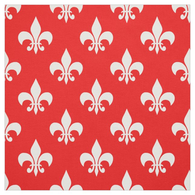 Red White Fleur-de-lis Textile Tyg (Provkarta)