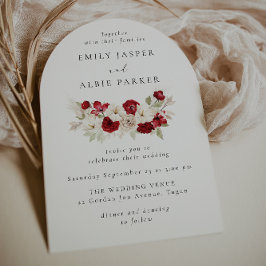 Red & White Floral Elegance Wedding Invitation Inbjudningar