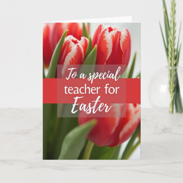 Red White Flower Thank You Card Kort (Framsida)