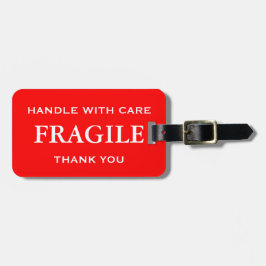 Red White Fragile Handle med Care Tack Bagagebricka