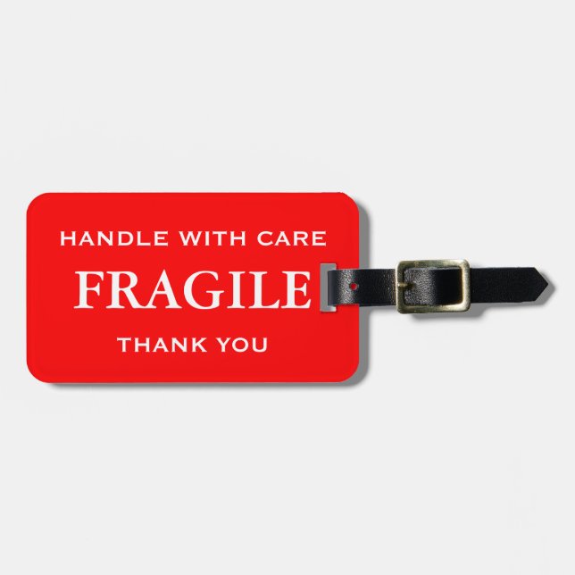 Red White Fragile Handle med Care Tack Bagagebricka (Horisontell Framsida)