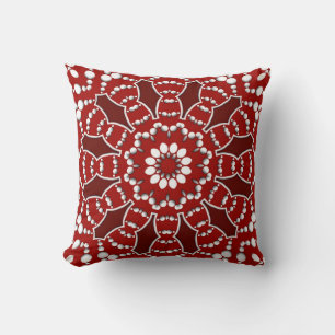 Red White Geometric Flower Dots Cushion Kudde