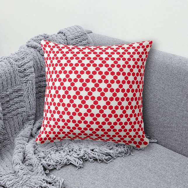 Red White Geometric Hexagon Mönster Kudde (Skapare uppladdad)