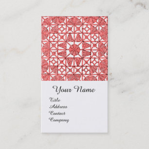 RED WHITE GEOMETRIC SNÖRE RUBY GEMSTONE MONOGRAM VISITKORT