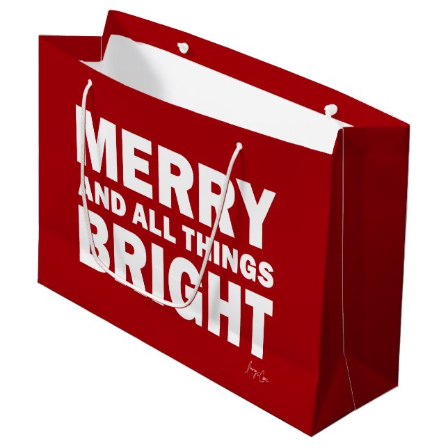 Red & White Gift Bag | Merry & All Things Bright (Framsidan Vinklad)