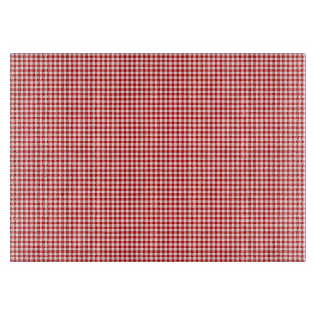 Red-White Gingham-11 x 8 GLASS CUTTING BOARD (Framsidan)