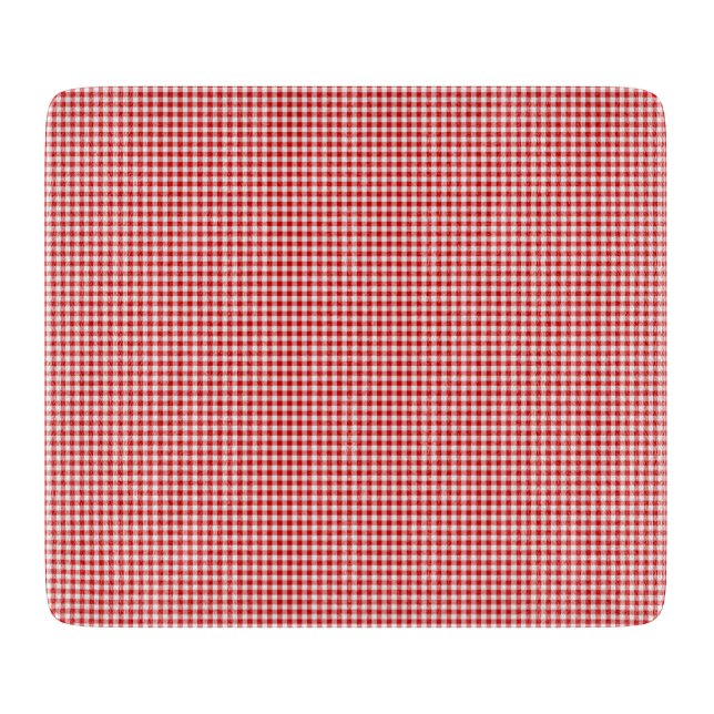 Red-White Gingham-6 x 7 GLASS CUTTING BOARD (Framsidan)