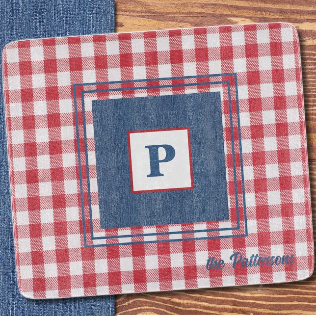 Red & White Gingham Check, Blue Denim Glass (Skapare uppladdad)