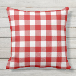 Red & White Gingham Check Kudde