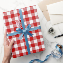 Red & White Gingham Check Presentpapper