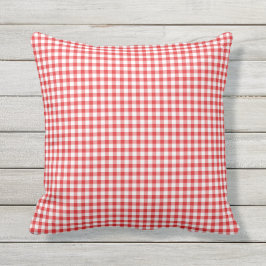 Red White Gingham Mönster Checkered Kudde