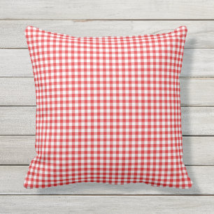 Red White Gingham Mönster Checkered Kudde