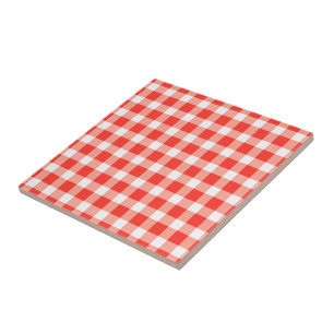 Red White Gingham Mönster Kakelplatta