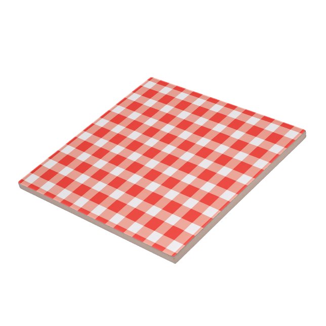 Red White Gingham Mönster Kakelplatta (Sidan)