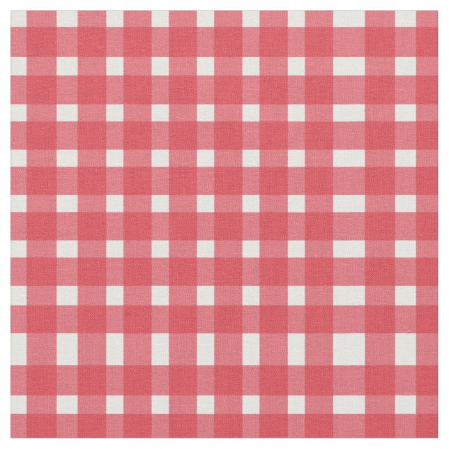 Red White Gingham Mönster Tyg (Närbild)
