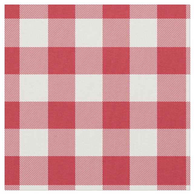 Red & White Gingham Plaid Tyg (Närbild)