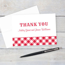 Red White Gingham Play Bröllop Monogram