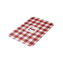 Red White Gingham Play Mönster med Monogram Badrumsmatta