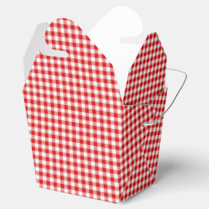 Red-White Ginham-PARTY FAVOR BOX, ut Presentaskar