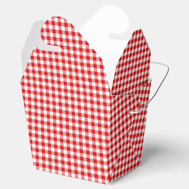 Red-White Ginham-PARTY FAVOR BOX, ut Presentaskar (Öppnad)