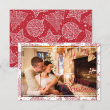 Red & White God jul Family Photo Helgdag