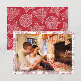 Red & White God jul Family Photo Helgdag Inbjudningar