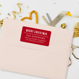 Red & White God jul Family Returadress Adressetikett