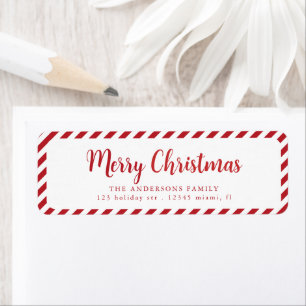 Red White God jul Rand Returadress Etikett