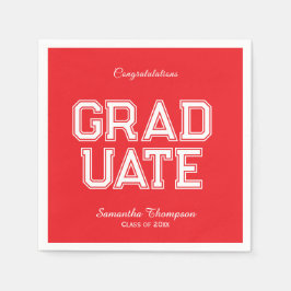Red & White Graduation Party Napkins Customizable Pappersservett