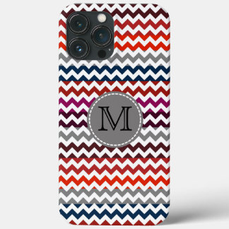 Red White Grått Chevron Zigzag Monogram