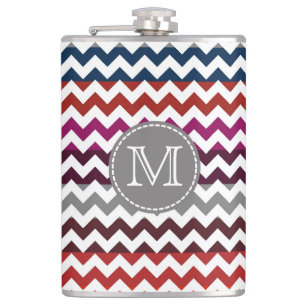 Red White Grått Chevron Zigzag Monogram Fickplunta