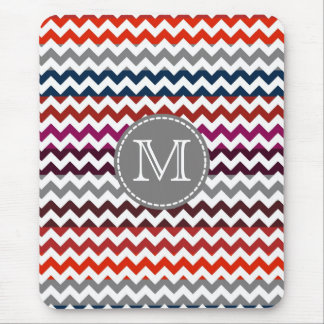 Red White Grått Chevron Zigzag Monogram Musmatta