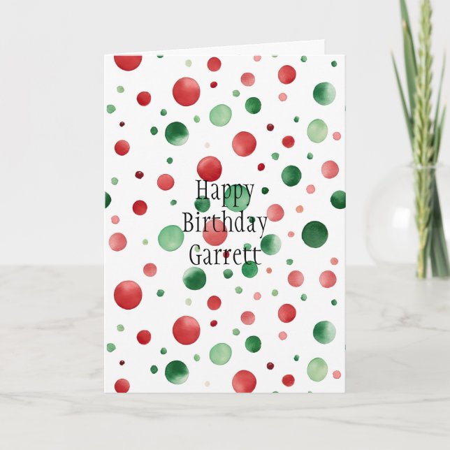 Red White Green Dots Birthday Kort (Framsida)