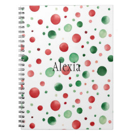 Red White Green Dots Christmas Anteckningsbok