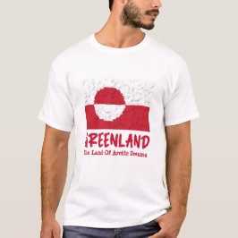 Red White Grönland-Flagga med Coola-etikett T Shirt