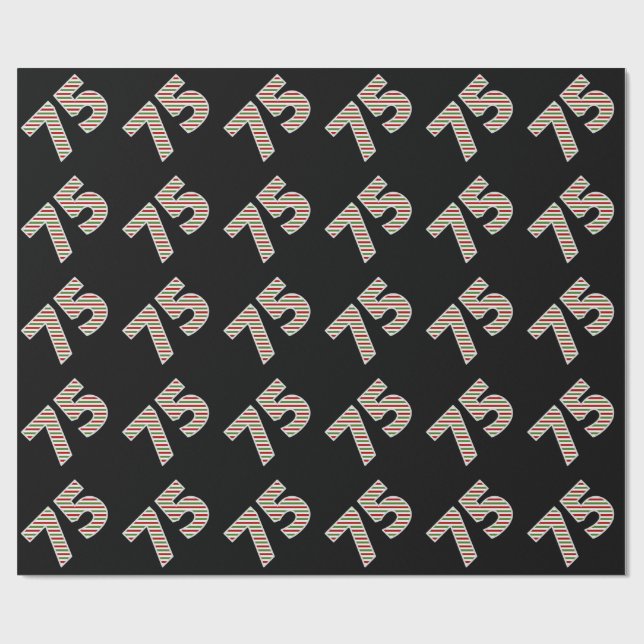 Red, White, Grönt "75" 75:e-händelse på juldagen Presentpapper (Platt)