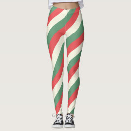 Red, White, & Grönt Classic Candy cane Rand Leggings
