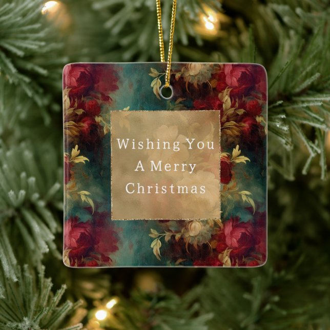 Red White Grönt Flowers Julgransprydnad Keramik (Träd)