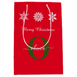 Red White Grönt Monogram Script God jul