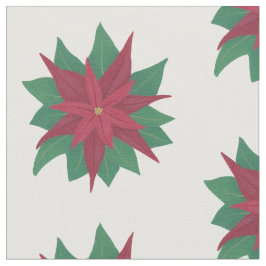 Red White Grönt Poinsettias jul Fabric Tyg